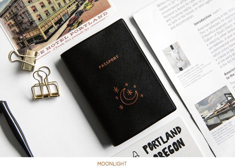Passport Case Passport Wallet Leather Passport Holder Travel Wallet Traveler Gift Vacation Moonlight Passport Covers