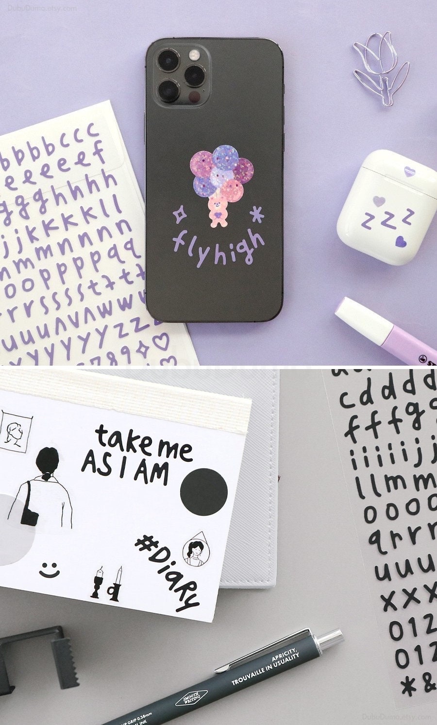 Calligraphy Alphabet Sticker Pack 10sheets / Removable Capital