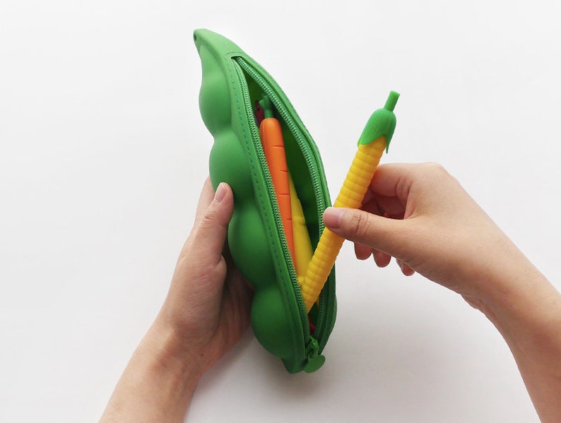 Pea Pencil Case Silicone Pen case Pencil Pouch Pen Pouch Zipper Pouch Zipper Bag Makeup Bag Makeup Pouch School Supplies