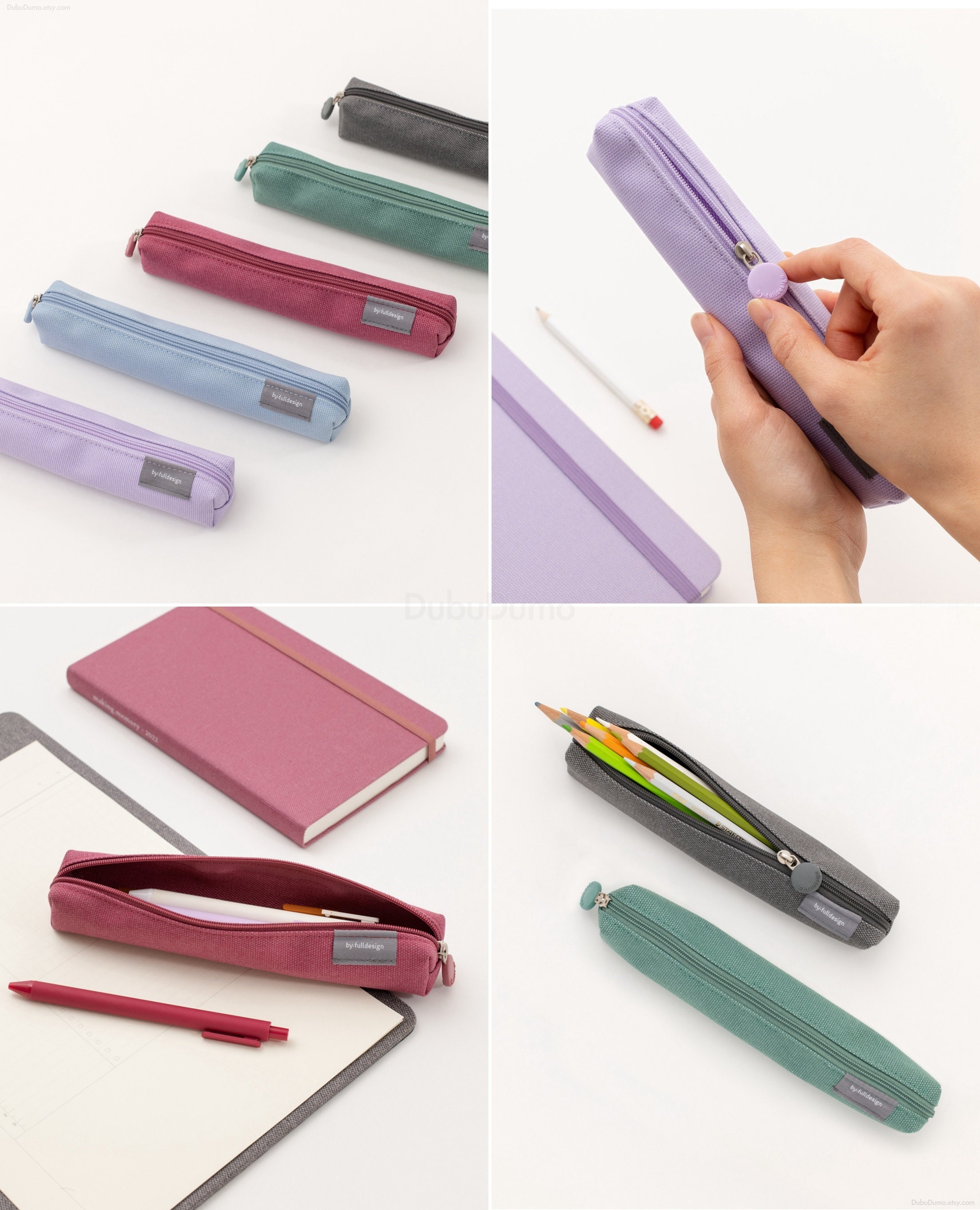 Flat Pencil Case S 5colors / Pen Case / Pencil Pouch / Pen Pouch / Zipper  Pouch / Makeup Pouch, Bag / School Supplies / Dubudumo 