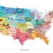 USA Map Wall Decal Sticker / USA Map Sticker / United States Wall Decal ...