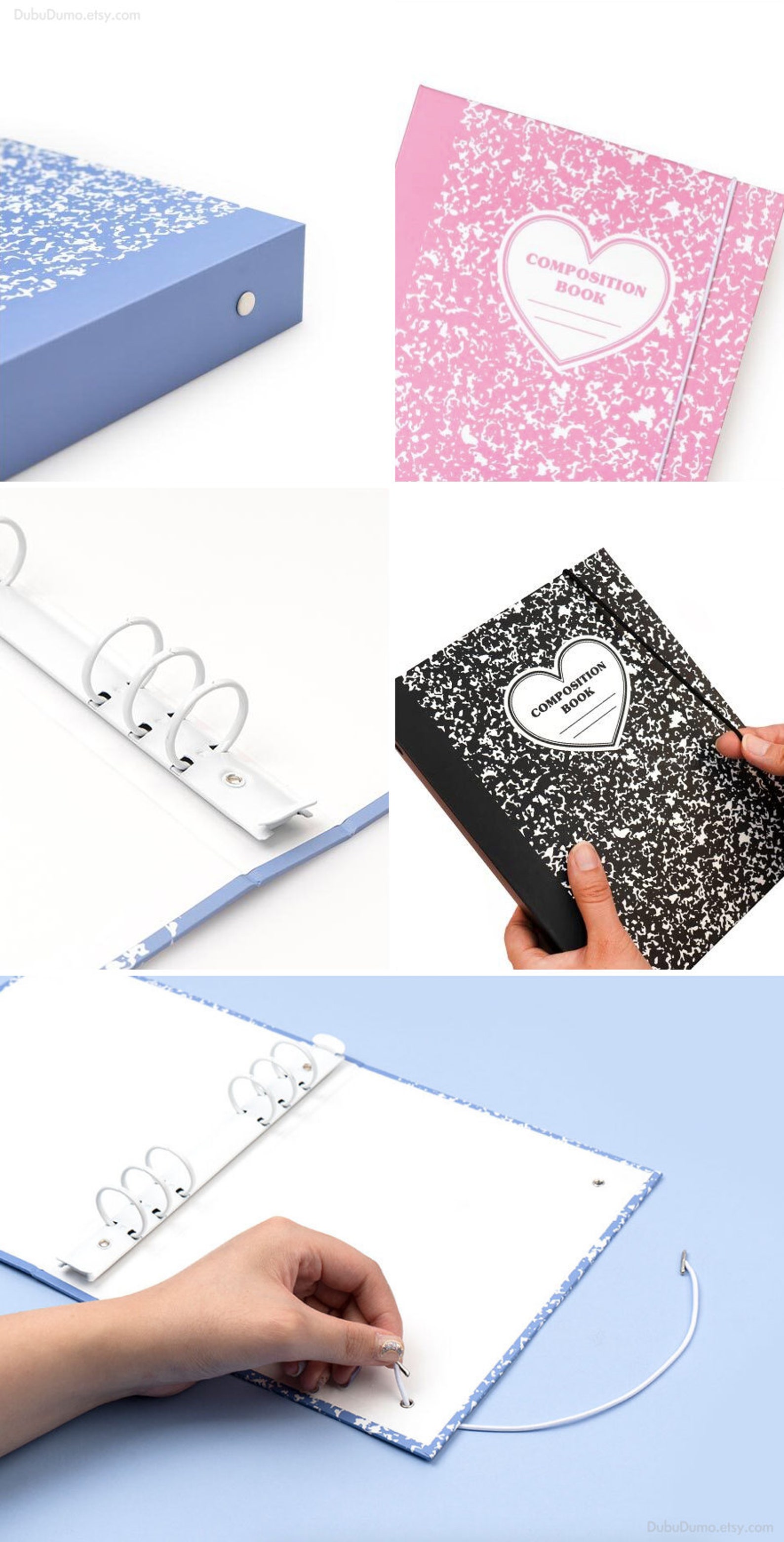 A5 Composition Hardcover Ring Binder / White 6 Ring Binder / Etsy UK