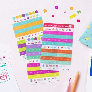 Date Sticker Ver.1 6sheets / Transparent Date Sticker Diary | Etsy