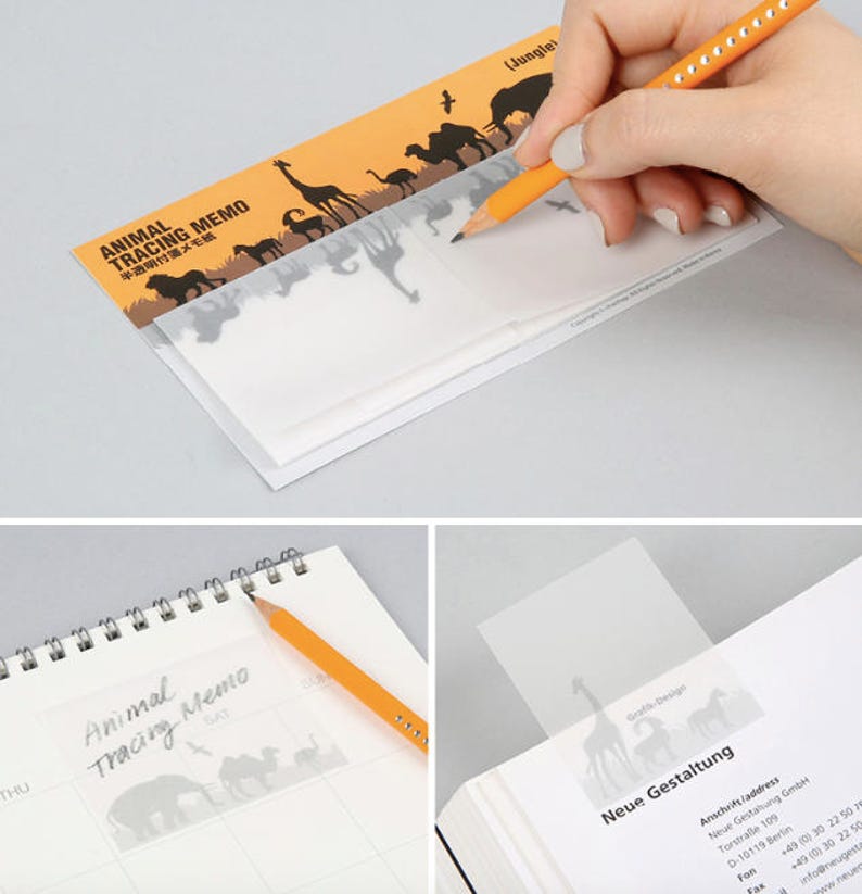 Tracing Paper Sticky Note jungle / Animal Notepads / Memo Etsy