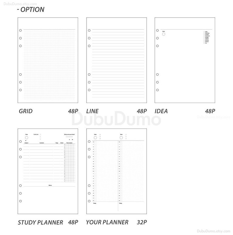 A5 Planner Inserts 5types / Diary Inserts / Diary Organizer Etsy