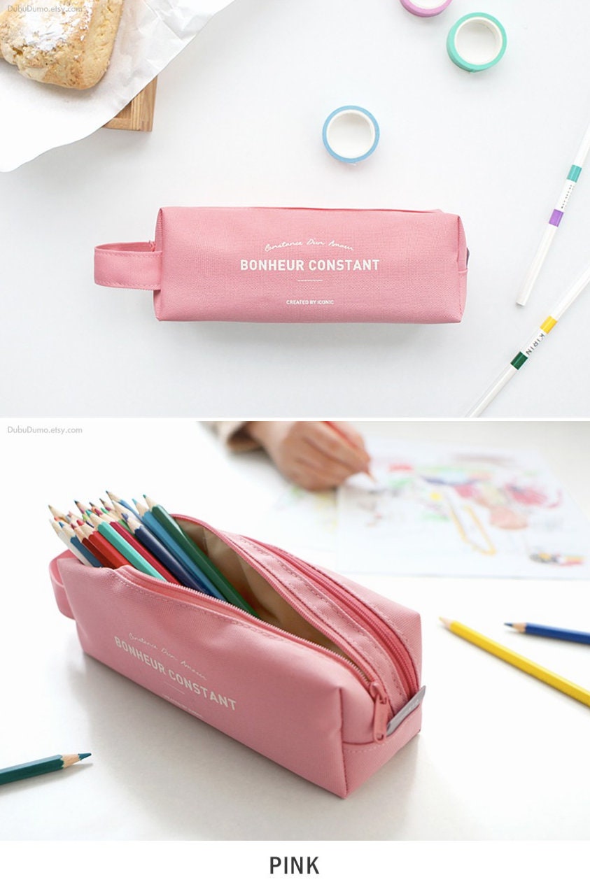 Pencil Case XL Ver.dual 4colors / Pen Case / Pencil Pouch / Pen Pouch /  Zipper Pouch / Makeup Bag / Makeup Pouch / School Supplies 