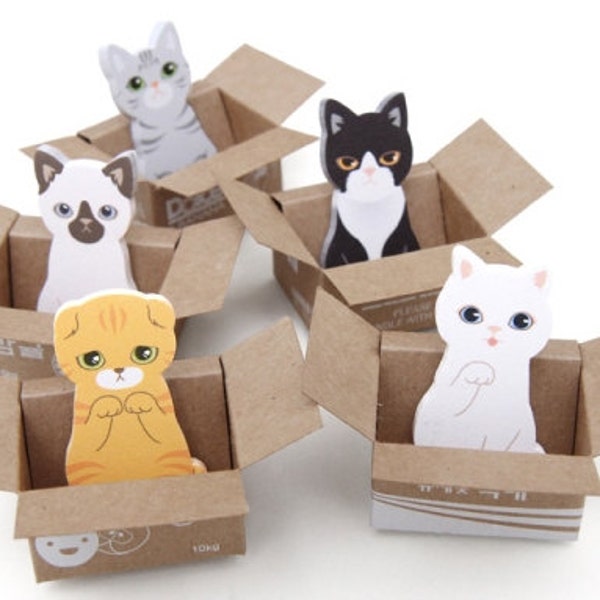 Cat Sticky Notes [ 5Types ] / Kitty Sticky Note / Notepads / Cat Notepad / Memo pad / Sticky note / Stationery / Scrapbooking