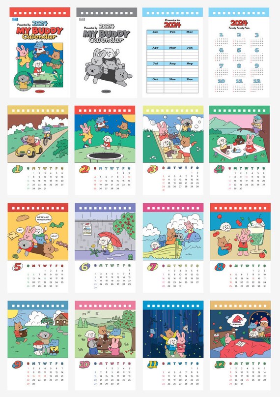 Mini calendario 2024_My Buddy / Calendario da tavolo 2024 / Calendario 2024  / Pianificatore 2024 / Arredamento da scrivania / Accessori da scrivania / Calendario  da tavolo 2024 Ufficio -  Italia