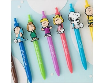 PEANUTS 0.5mm Pen / Black Ink Pen / Woodstock, Snoopy, Charlie, Linus / Stationery / Desk Accessory / Writing Tools / Planner Supplies