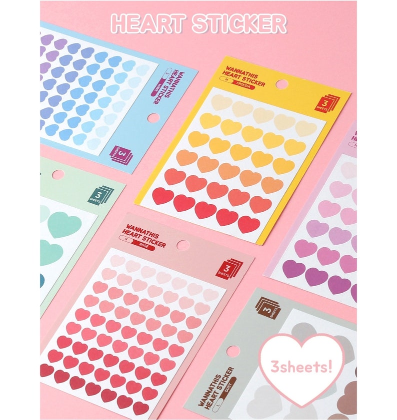 Planner Heart Stickers 6types / Heart Sticker / Diary - Etsy