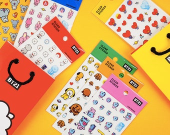 BT21 Planner Stickers / BTS Clear Stickers / Scrapbooking / Decoration / Journal / Planner Supplies / DIY / Diary Deco Stickers