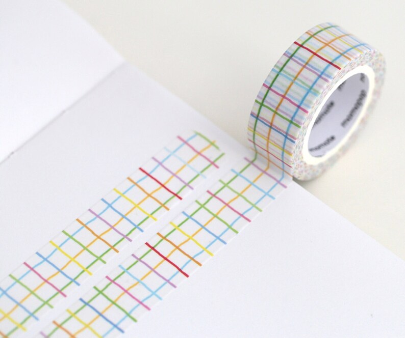 Check Washi Tape Rainbow / Crayon Masking Tape / Scrapbooking / Decoration / Planner Stickers / Planner Tape / Journal Craft Supplies image 1