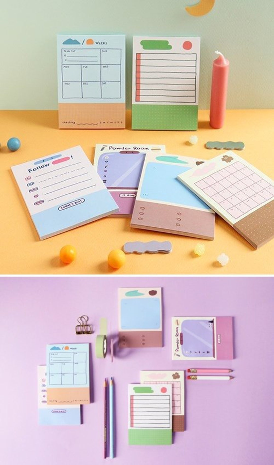 Sticky Notes 8Types Weekly Planner Checklist Colorful Etsy 日本