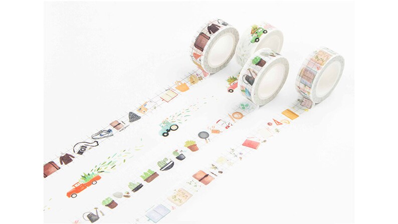 Washi Tape 7types / Ticket, Date Masking Tape / Scrapbooking / Decoration / Planner Stickers / Journal / School Supplies / DIY / Grid image 3