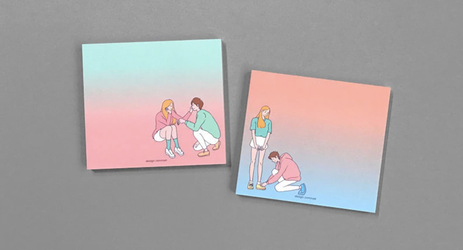 Couple Notepad / Pastel Notepads / Memo Pad / Stationery / Etsy