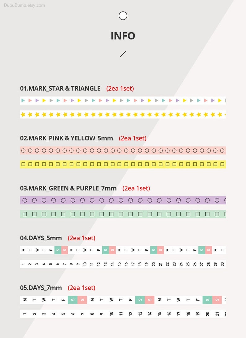 Slim Washi Tapes 2P Schedule / Masking Tape / Scrapbooking / Etsy