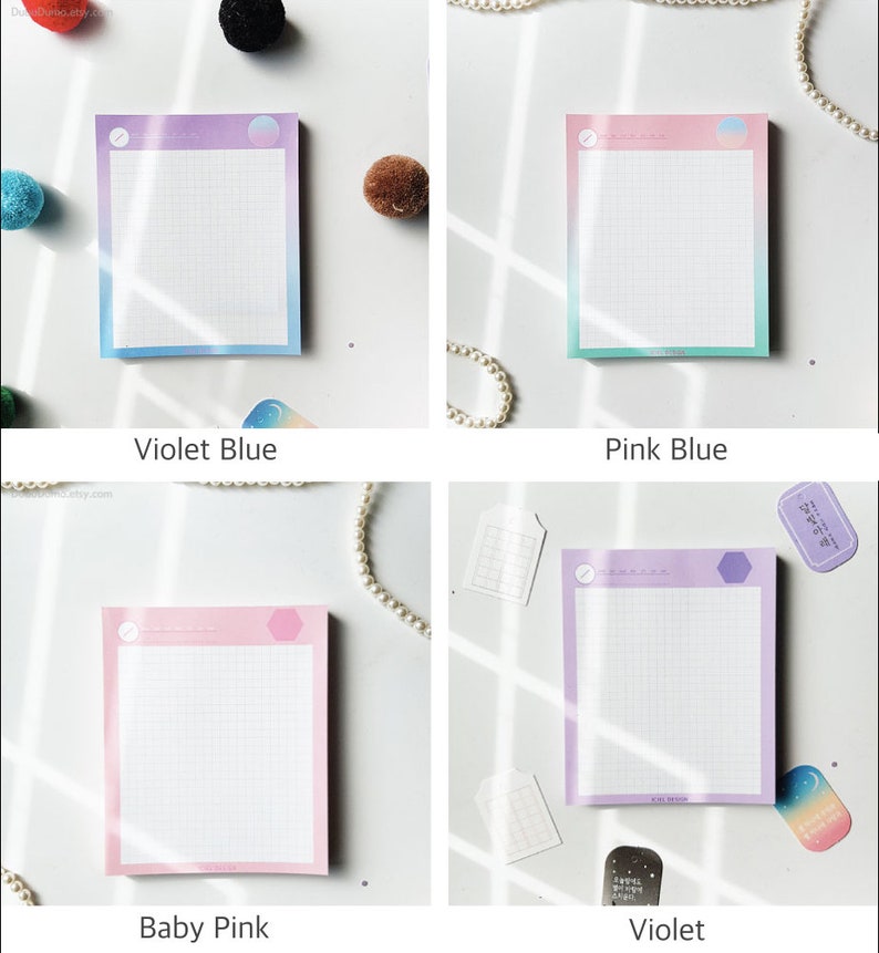 Small Grid Notepads 4types / Simple Notepad / Big Memo Pad / Etsy