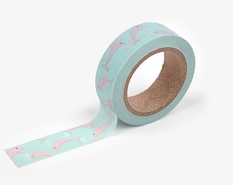 Pink Dolphin Washi Tape / Masking Tape / Scrapbooking / Décoration / Planner Stickers / Planner Tape / Journal / Craft Supplies / DIY