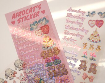 Deco Stickers [Afrokat Pearly] / Decal Stickers / Planner Stickers / Decals / Scrapbooking Stickers / Carrier Stickers / Seal