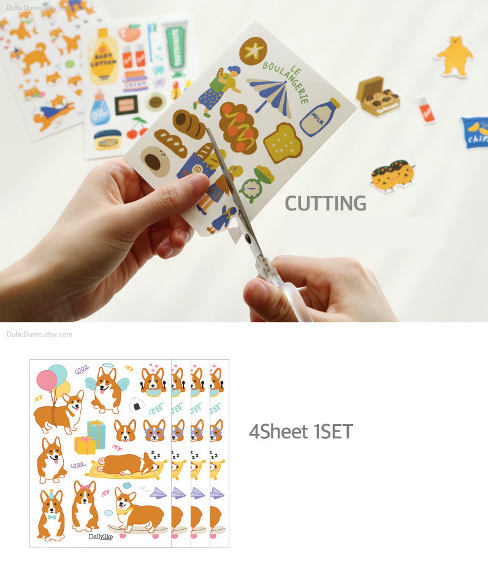Planner Stickers 0130 / 4sheets / Uncut Stickers / Etsy