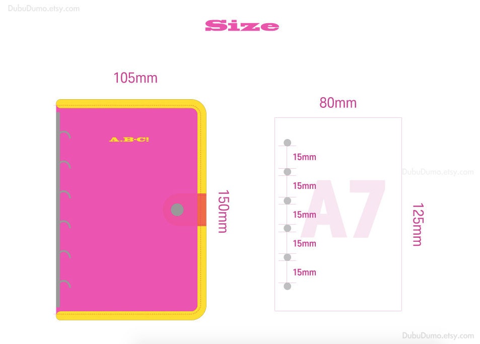 A7 Binder Cover 3colors / Neon Pink Cover / 6 Ring Binder / | Etsy