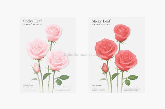 Sticky Note Rose Pink Rose Red Rose Notepads Memo Etsy