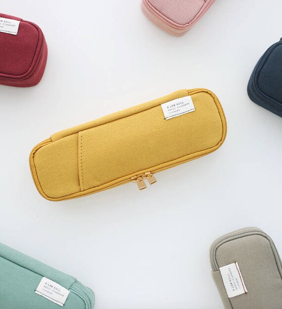 O-check Canvas Standard Zipper Pencil Case