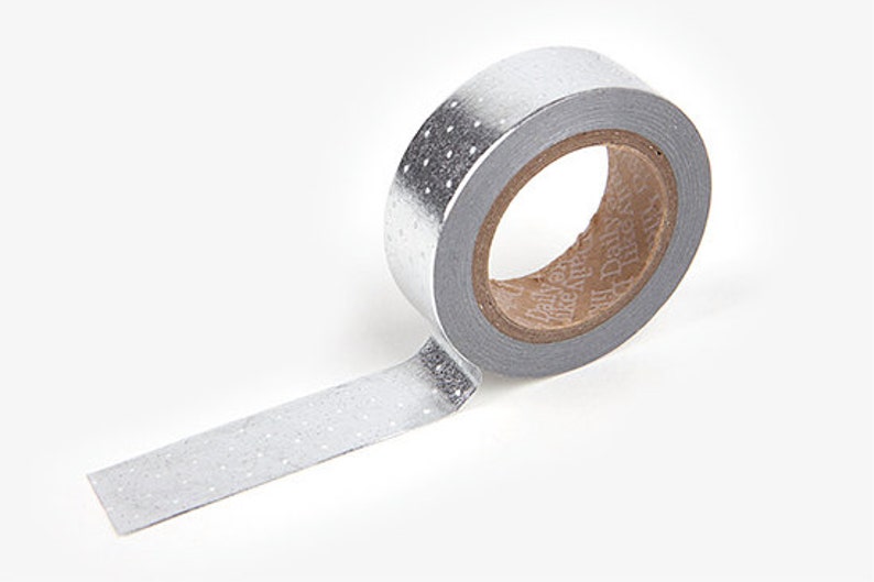 Silver Dot Washi Tape / Masking Tape / Scrapbooking / Decoration / Planner Stickers / Planner Tape / Journal / Craft Supplies / DIY image 1