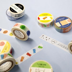 Washi Tape 15mm 9types / Tägliches Masking Tape / Scrapbooking / Dekoration / Planner Aufkleber / Journal / Schulbedarf / DIY Bild 3