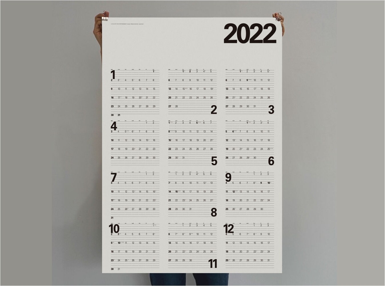 Calendario da parete 2022 / 2022 Wall Planner / Calendario poster da parete / Calendario 2022 / Calendario 2022 / Pianificatore annuale / Organizzatore a parete / Pianificatore