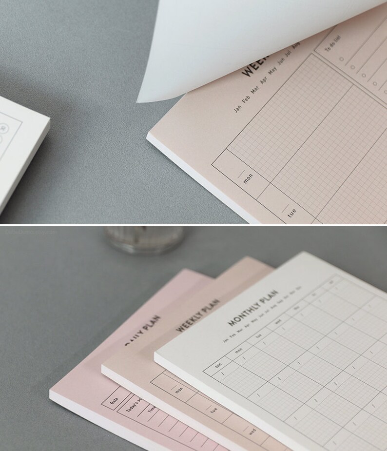 A5 Planner Memo Pad 3types / Monthly Plan Weekly Plan Etsy UK