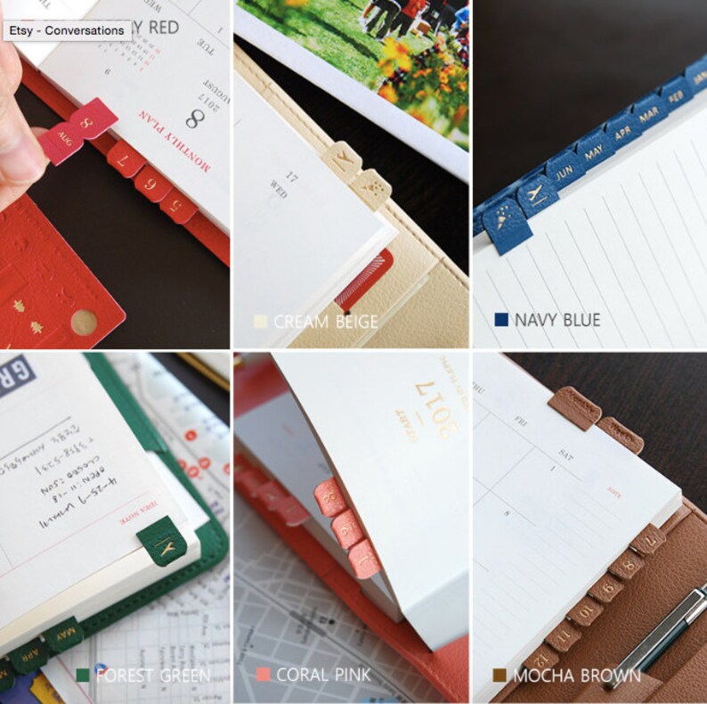 Leather Index Stickers VER.3 6colors / Tabs Stickers / Etsy