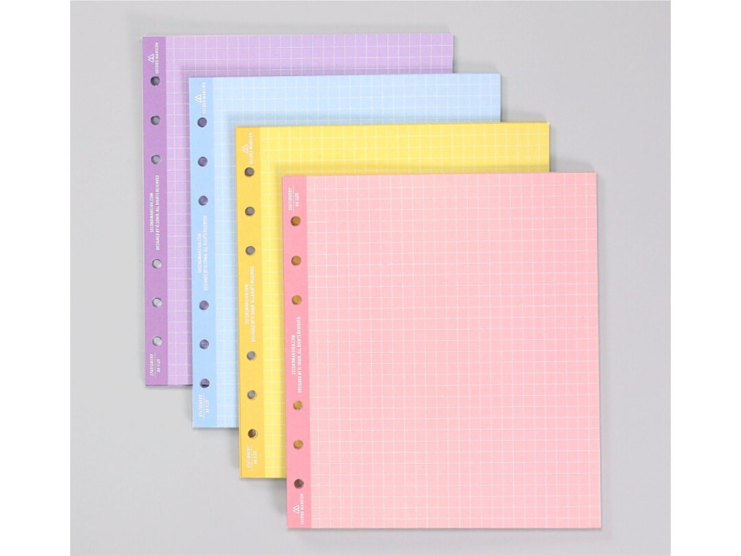 A6 Wide Planner Inserts 4colors / A6 Square Planner Refill / Grid Inserts, Diary Inserts, Diary
