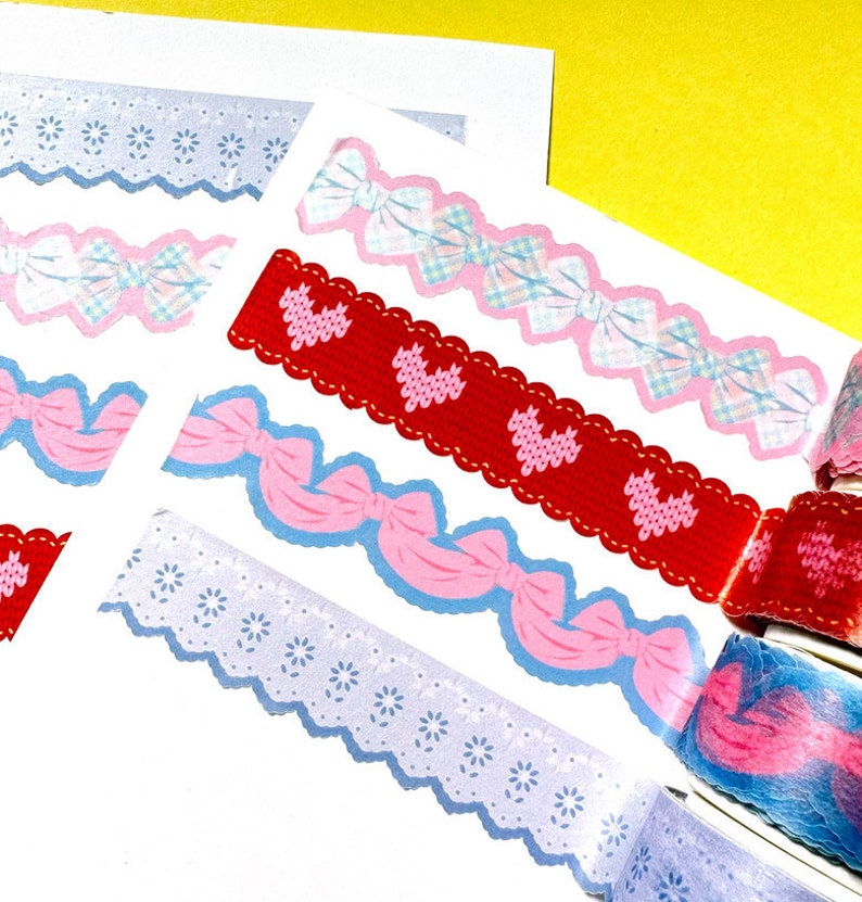 Nastro Washi tagliato fai da te 4 tipi / Nastro adesivo / Scrapbooking / Decorazione / Adesivi pianificatore / Nastro pianificatore / Diario / Adesivo scuola immagine 7