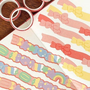 DIY Cut Washi_Ribbon 2types / Masking Tape / Scrapbooking / Decoratie / Planner Stickers / Planner Tape / Journal / School Sticker afbeelding 1