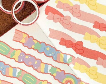 DIY Cut Washi_Ribbon [2types] / Masking Tape / Scrapbooking / Decoration / Planner Stickers / Planner Tape / Journal / School Sticker