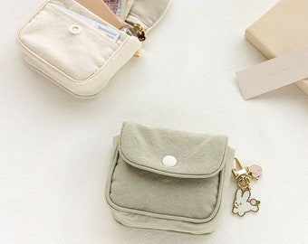 Mini pochette à pression [2 couleurs] / Pochettes multiples / Pochettes quotidiennes / Pochettes à cosmétiques / Pochette à fermeture éclair / Sac à fermeture éclair / Fournitures scolaires / Cadeau pour elle