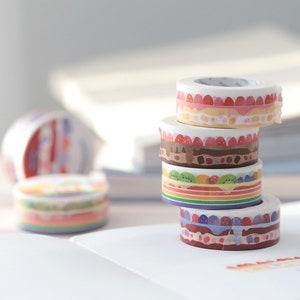 Nastro Washi per torte 3 tipi / Nastro per mascheratura / Scrapbooking / Decorazione / Adesivi per pianificatore / Nastro per pianificatore / Rifornimenti artigianali per diario fai da te immagine 4