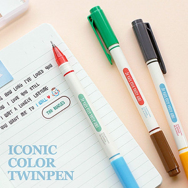 0.4mm  6 Colors Useful Twin Pens Set / Highlighter / Two ways Pens Set / Stationery / Writing Tools / Journal Pen / Planner Pen /