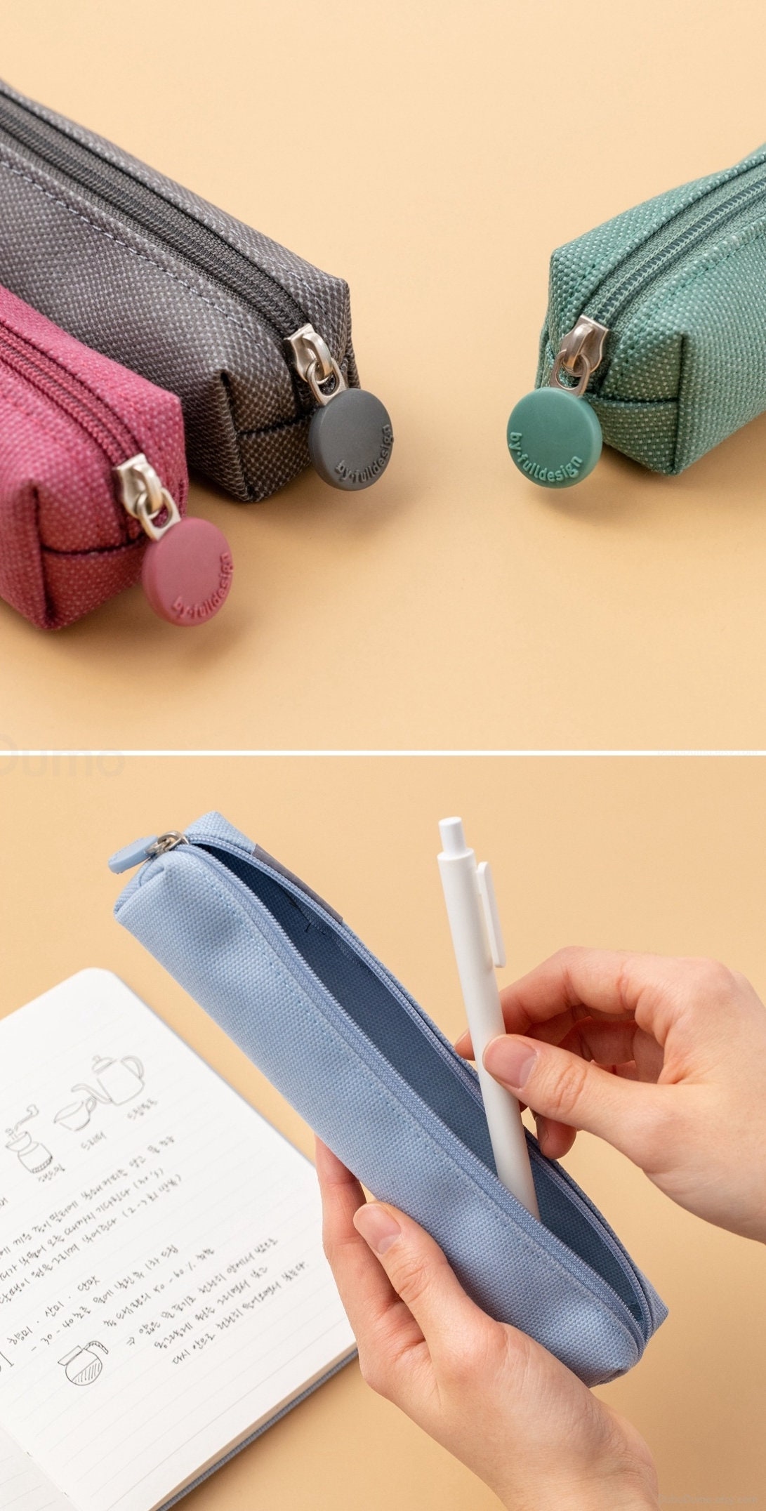 Slim Cotton Pencil Case V.6 5colors / Pen Case / Pencil Pouch / Pen Pouch / Zipper  Pouch / Makeup Bag / Makeup Pouch / School Supplies 