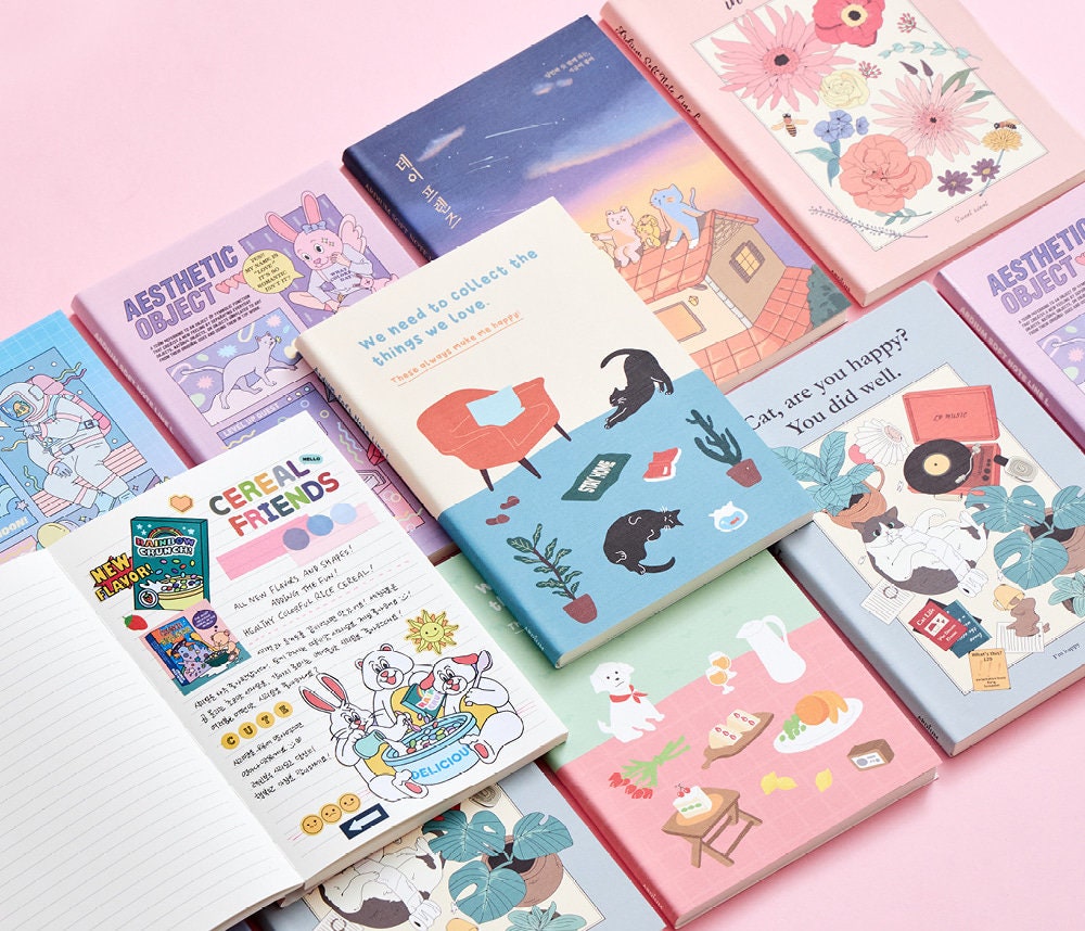 Japanese Journal Notebook, Kawaii Paper Composition Subject Daily Notation  Practice Book Cute Anime Workbook Cartoons Printed Cover 224 Pages Sheets