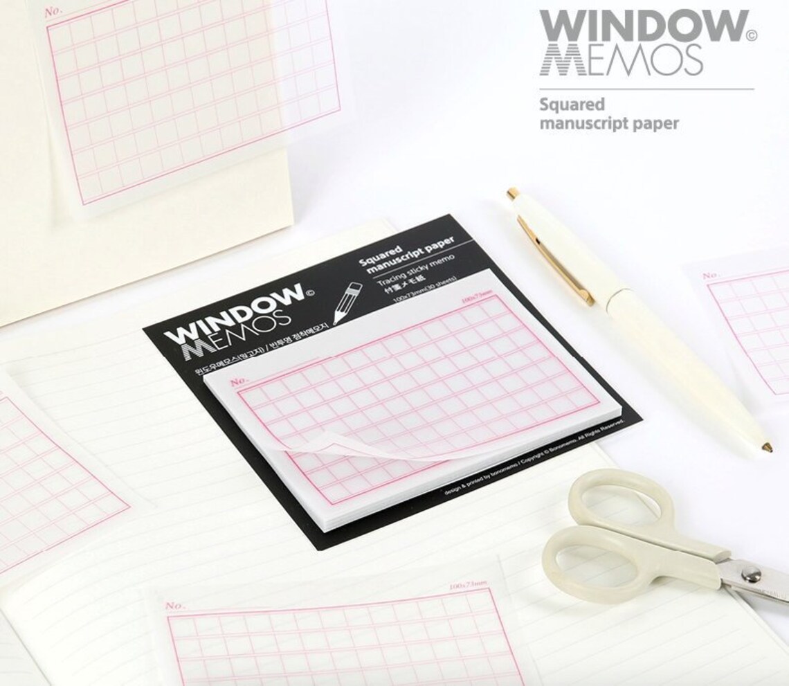 Tracing Paper Sticky Note Squared Manuscript Paper / Notepad Etsy