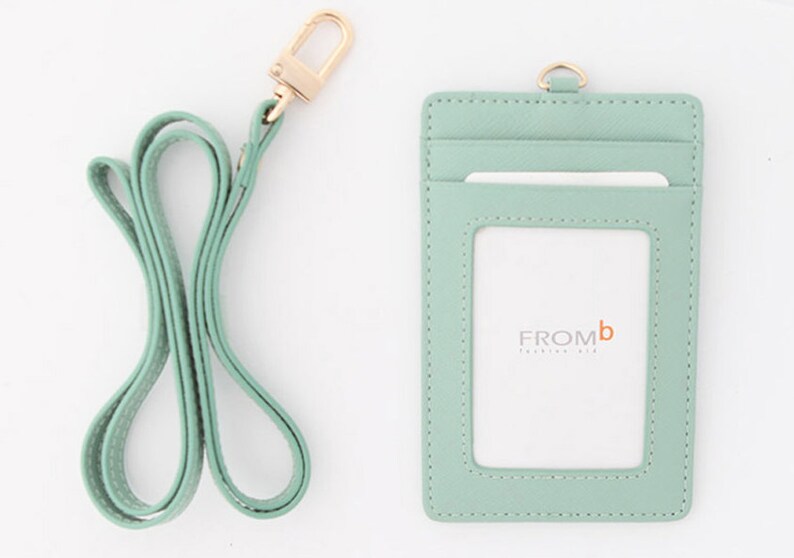 Genuine Leather ID Badge Holder sky Blue / Transportation Etsy