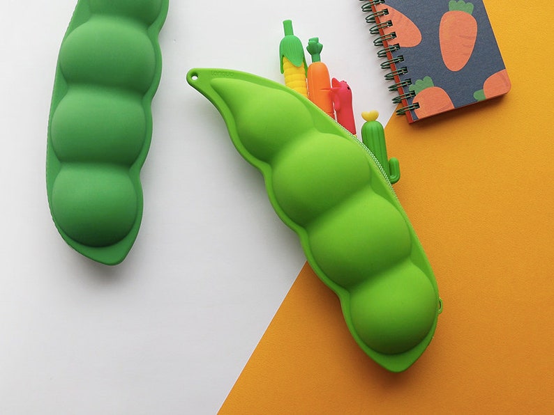 Pea Pencil Case Silicone Pen case Pencil Pouch Pen Pouch Zipper Pouch Zipper Bag Makeup Bag Makeup Pouch School Supplies