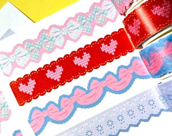 Nastro Washi tagliato fai da te [4 tipi] / Nastro adesivo / Scrapbooking / Decorazione / Adesivi pianificatore / Nastro pianificatore / Diario / Adesivo scuola