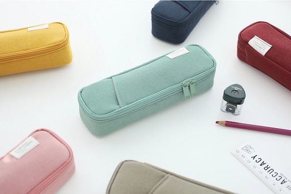 Large Zip Pencil Case Pen Box School Stationery Cosmetic Makeup Pouch  Zipper Bag