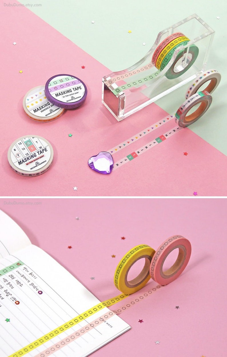 Slim Washi Tapes 2P schedule / Masking Tape / Scrapbooking / Etsy