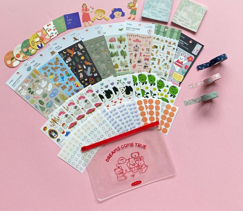 Deco Sticker Random Pouch _48PCS / Journal Seal Stickers / Scrapbooking /  Decorative Stickers / Journal / Scrapbook / Daily Stickers