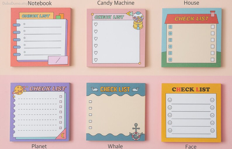 Checklist Notepad 6types / 100sheets / Notepads / Memo Pad / Etsy