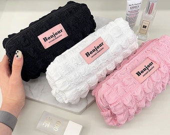 Slim Cotton Pencil Case V.6 5colors / Pen Case / Pencil Pouch / Pen Pouch /  Zipper Pouch / Makeup Bag / Makeup Pouch / School Supplies 